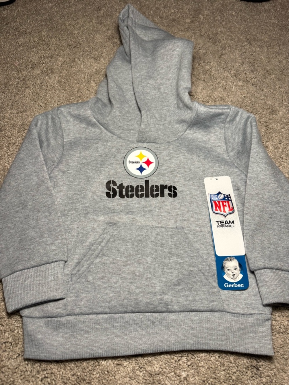 Gerber Gray Pittsburgh Steelers Logo Hoodie for Kids Size 2T